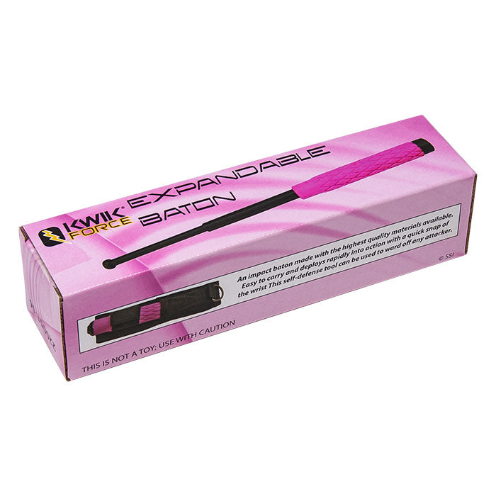 Kwik Force® Expandable Solid Steel Baton w/ Pink Handle 16''