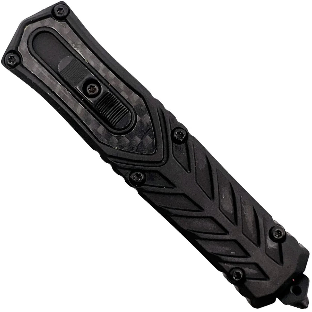 A retracted 2.75"  Automatic OTF Double Edge Knife