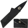 2.75" Black Locking Credit Card Stainless Steel Pocket Knife shown both folded and open