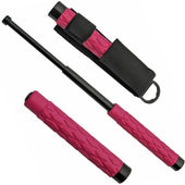 Kwik Force® Expandable Solid Steel Baton w/ Pink Handle 16'' - Self Defense Batons