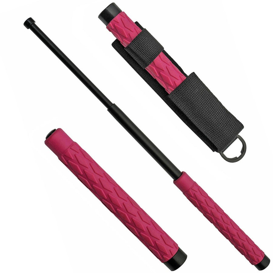 Kwik Force® Expandable Solid Steel Baton w/ Pink Handle 21''