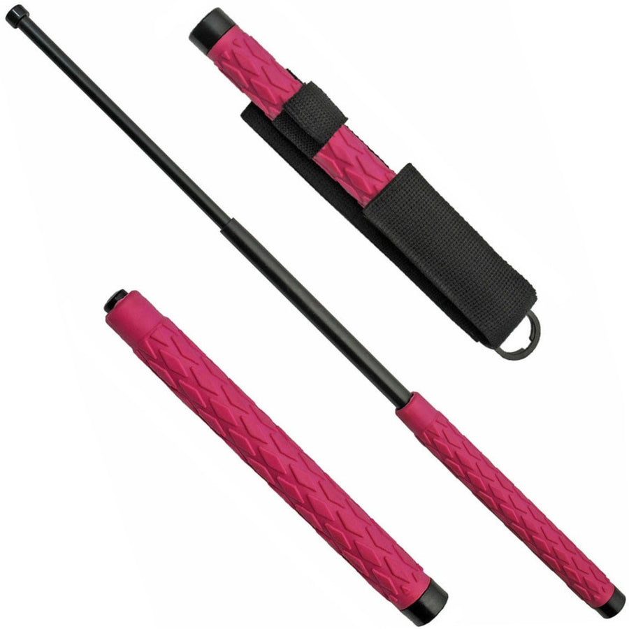 Kwik Force® Expandable Solid Steel Baton w/ Pink Handle 26''