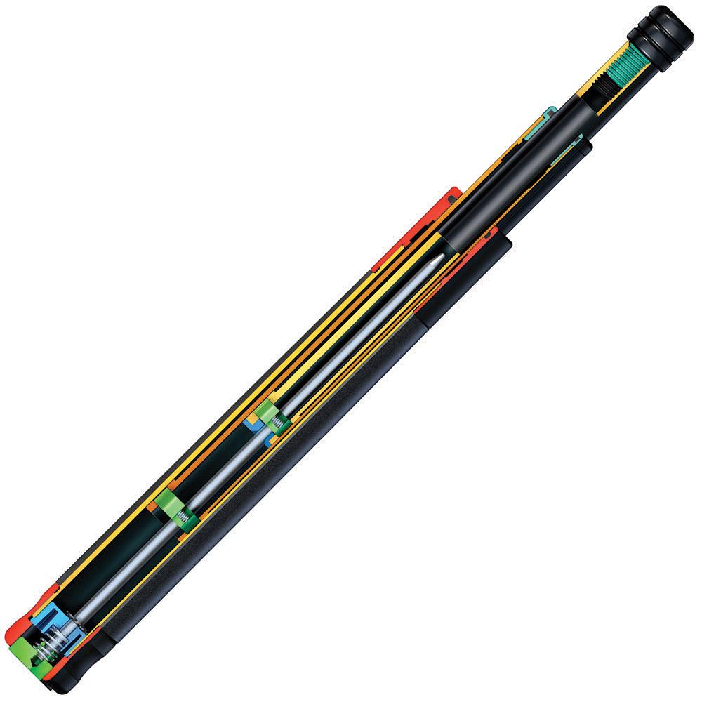 A digital illustration of the inside components of 24" ASP Talon Infinity Black Chrome Foam Button Expandable Baton