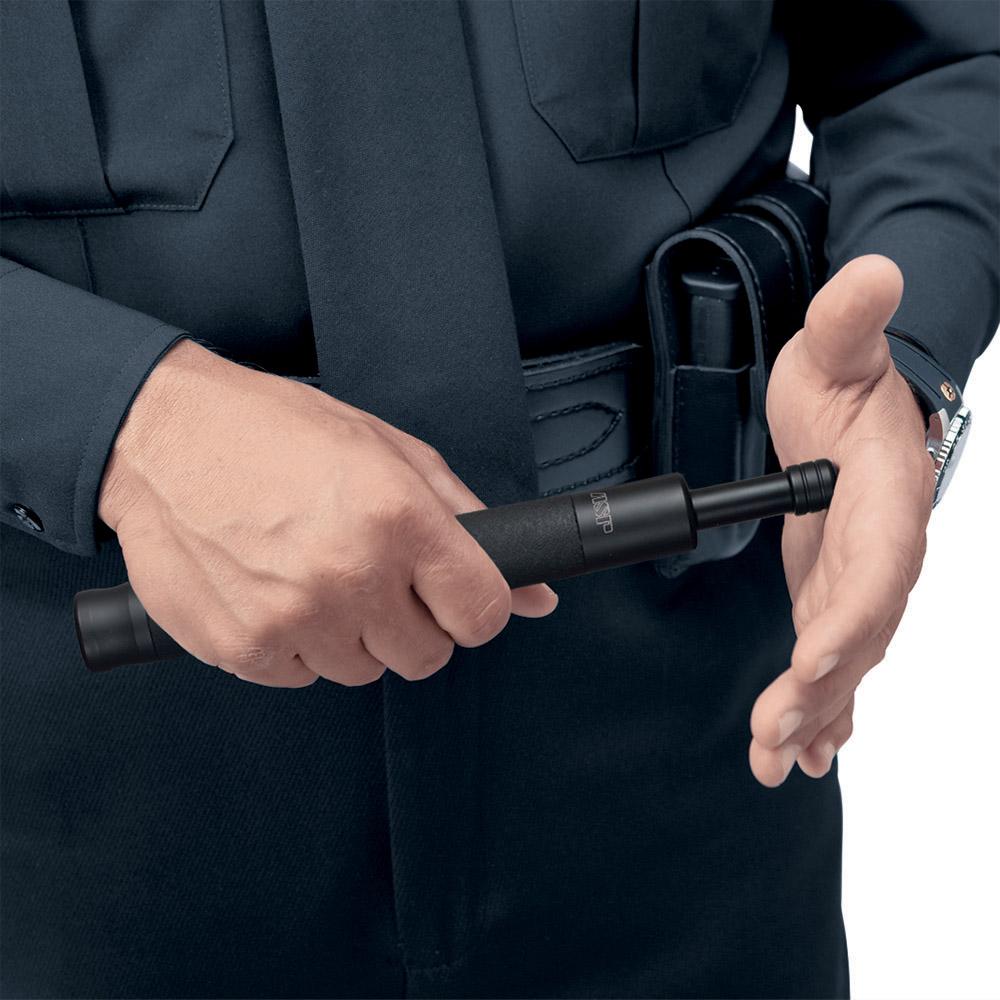 A police closing the 24" ASP Talon Infinity Black Chrome Foam Button Expandable Baton