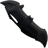 3.75" ElitEdge Bat Stainless Steel Folding Knife w/ Pocket Clip in folded state