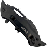 3.75" ElitEdge Bat Stainless Steel Folding Knife w/ Pocket Clip in folded state showing handle