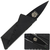 Folding Locking Credit Card Knife Black Stainless Steel 2.75