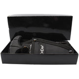 Black 3" ElitEdge Steel Push Dagger Tactical Knife inside a nylon sheath in an open packaging