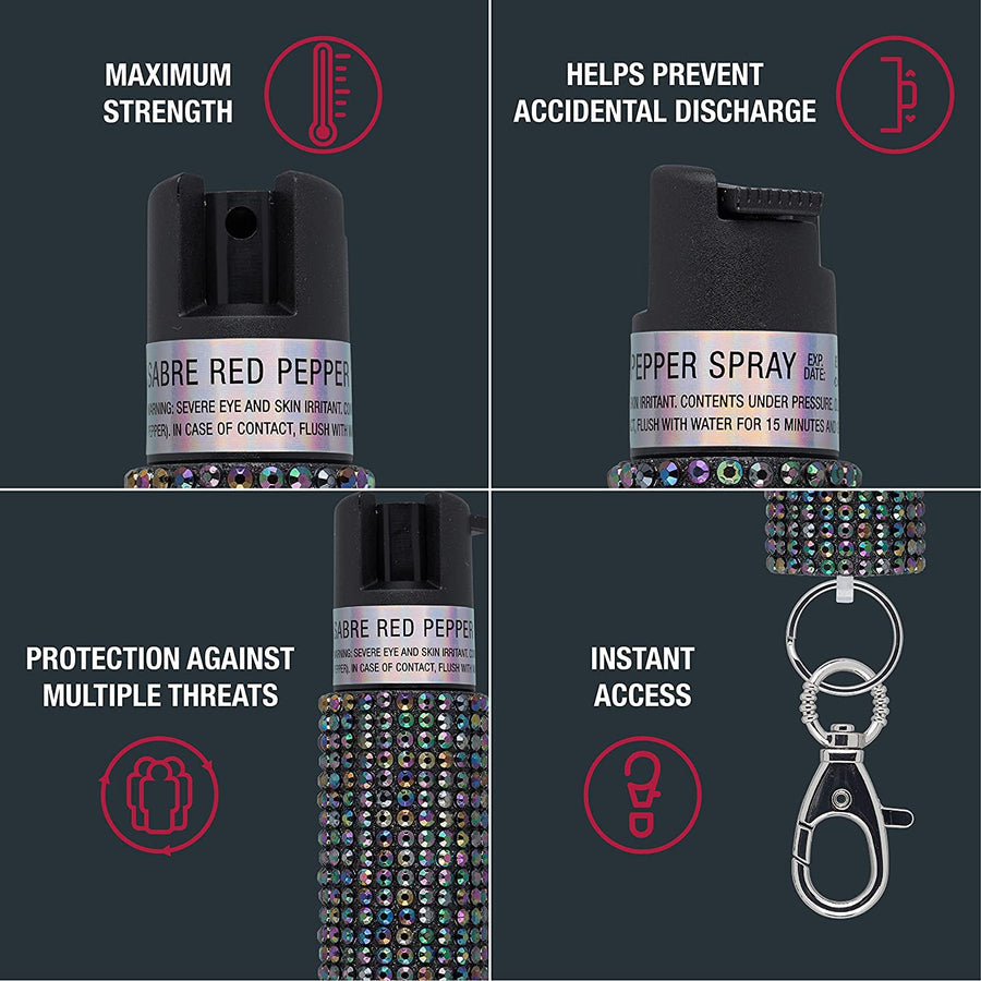 SABRE® Red Mini Jeweled Keychain Pepper Spray 1/2 oz.