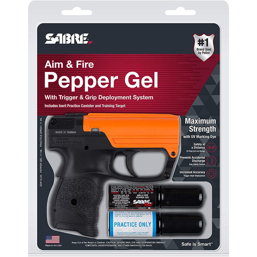 SABRE® Red Aim & Fire Reloadable Pepper Gel Gun packaging