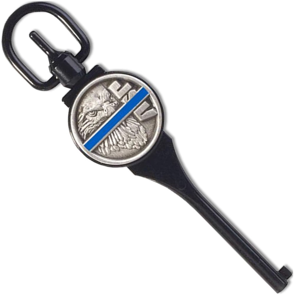 Black and silver ASP Blue Line G1 Extended Swivel Spare Handcuff Key