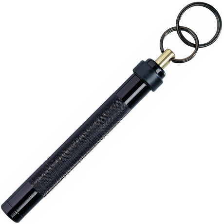 A black ASP Metro Defender D2 Keychain Pepper Spray Baton with keyrings