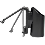 A side view of ASP Raptor Flashlight Tactical Light Case Holster showing its mount clip in multiple open positions 