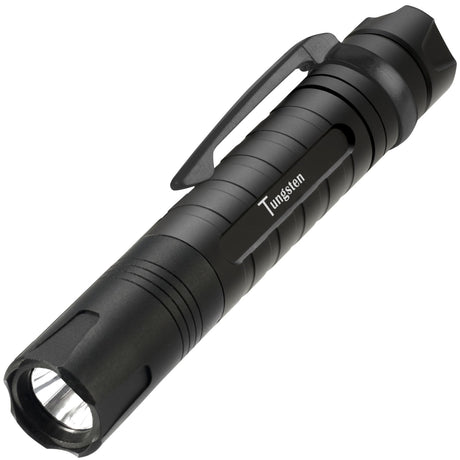 Side view of ASP Tungsten DF Rechargeable LED Flashlight 430 Lm showing its metal clip