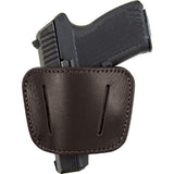 Belt Slide Concealed Leather Gun Holster with a gun inserted