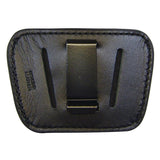 Back side of Belt Slide Concealed Leather Gun Holster showing its clip