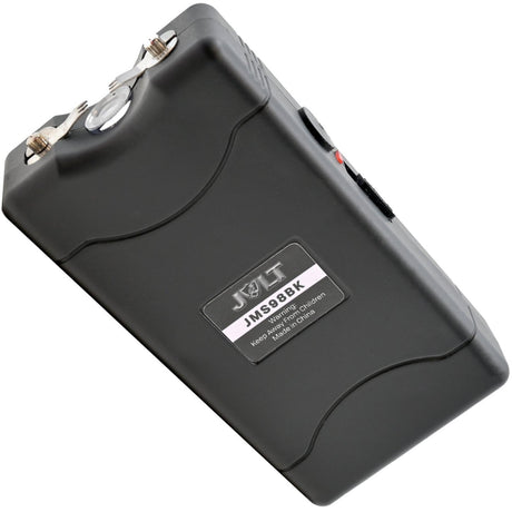 A close up view of black 98M JOLT Mini Rechargeable LED Triple Stun Gun 
