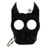 A black Brutus Bulldog Self-Defense Keychain Knuckle Weapon with keyring