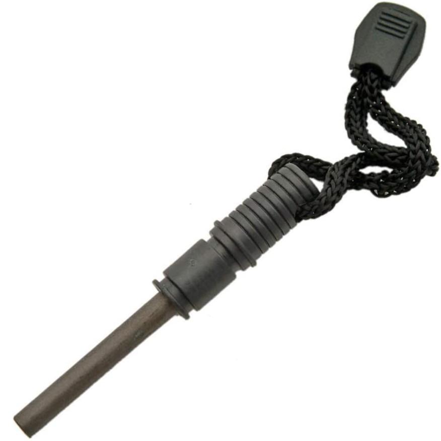 Black Rite Edge fire starter with a textured handle and cord