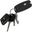 Black 120dB keychain panic alarm with LED light from streetwise attached with keys