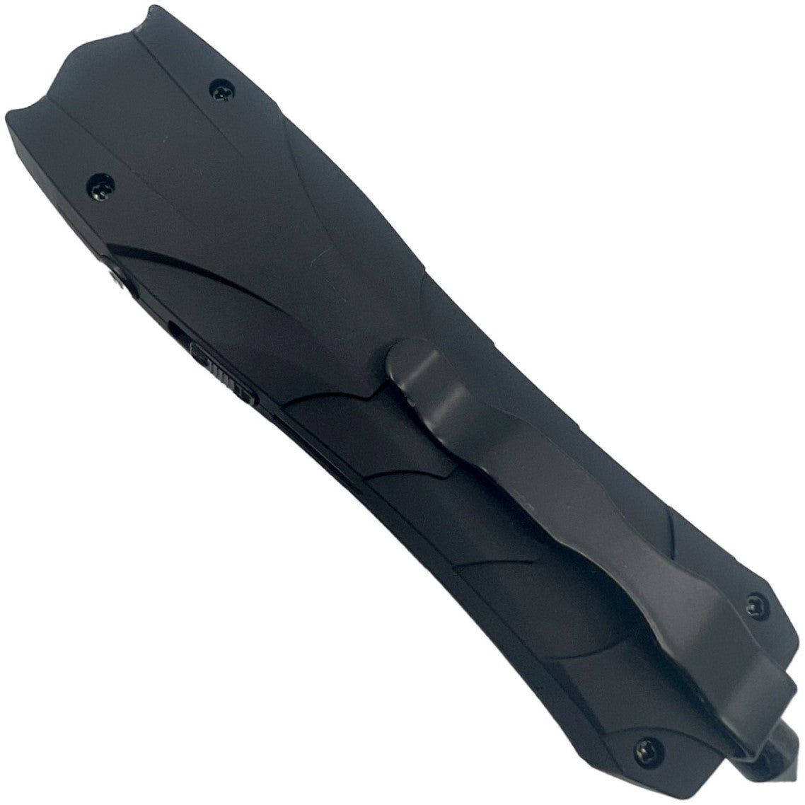 Back view of Streetwise Serpent LED Glass Breaker Stun Gun 83M with metal clip