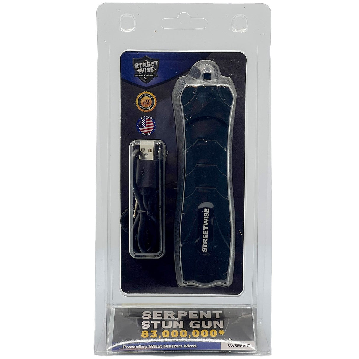 Streetwise Serpent LED Glass Breaker Stun Gun 83M in packaging