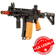 Byrna Mission-4 Bundle Non-Lethal CA Legal Kinetic Rifle with orange and black color scheme, equipped with a scope and magazine.