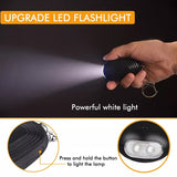 Demonstration of the upgraded LED flashlight feature of Crow Alert Personal Pull Pin Panic Alarm emitting a powerful white light