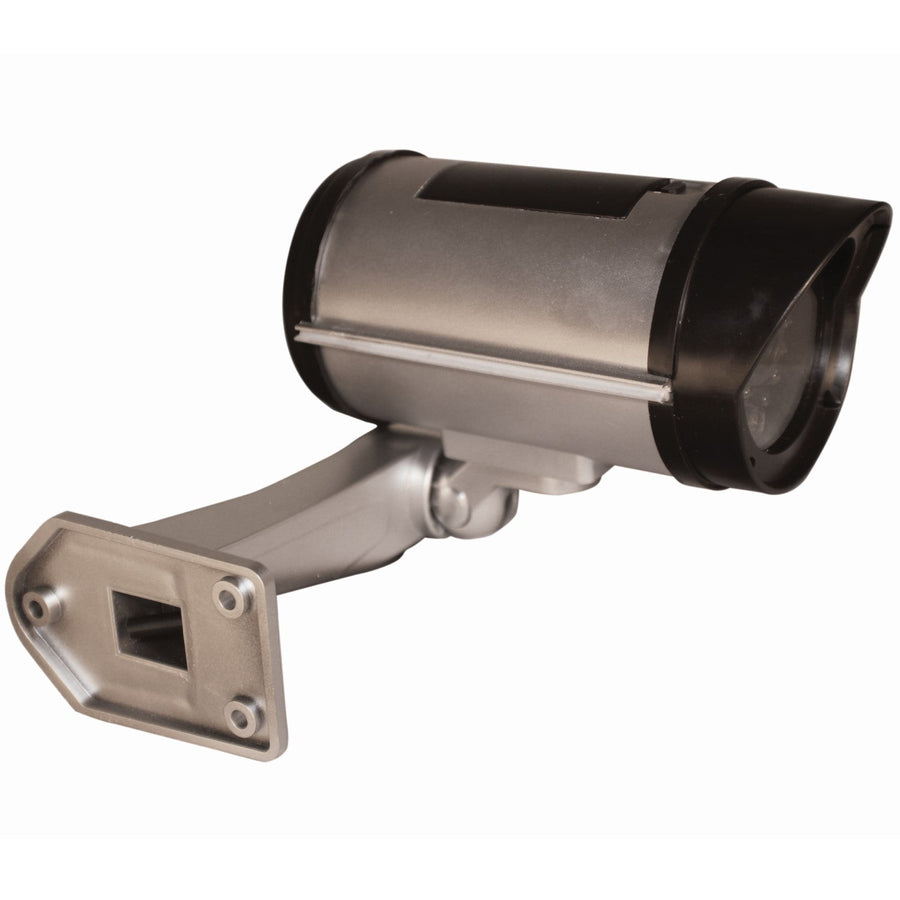 Dummy Bullet Silver Fake Security Camera CCTV False IR LED W/ Flashing Red  Light
