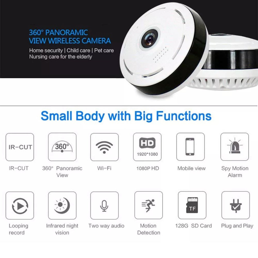 SpyWfi™ 360º Motion Activated Night Vision Security Camera 1080p WiFi