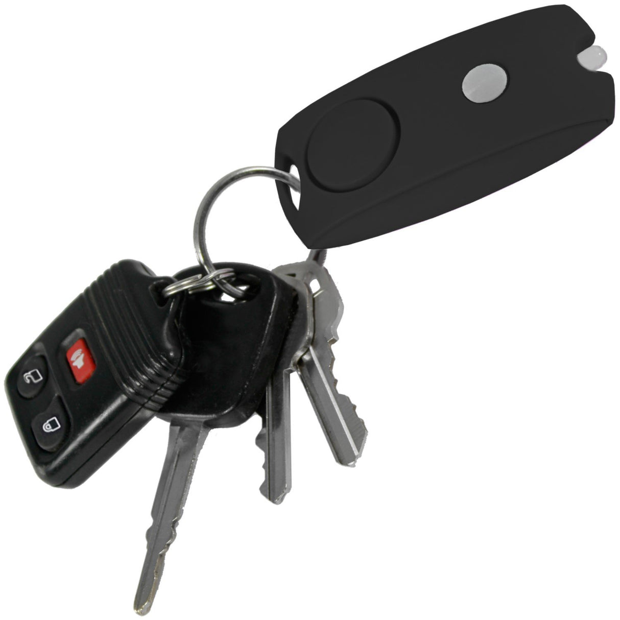 Keychain panic alarm on keychain with 120db alarm