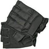 A pair of black Combat Steel Shot Fingerless SAP Gloves from Kwik Force® 