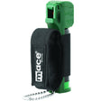 A green 14g Mace Muzzle Dog Repellent Jogger Pepper Spray in a black velcro hand strap