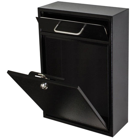 Mail Boss Locking Security Drop Mailbox Safe with both doors open
