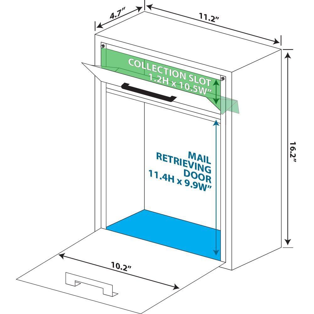 dimensions of Mail Boss Locking Security Drop Mailbox Safe