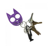 Purple My Kitty Plastic Self-Defense Keychain Weapon with keys attached