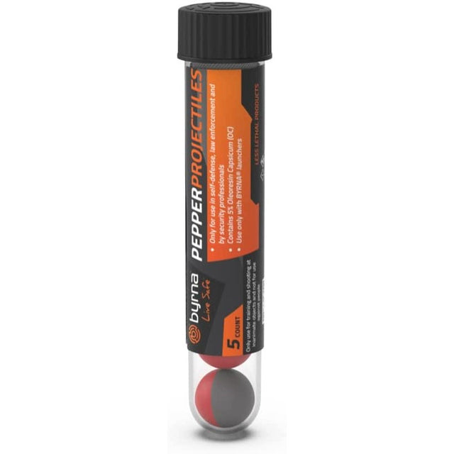 An orange tube packaging with Byrna Max .61 Projectiles inside