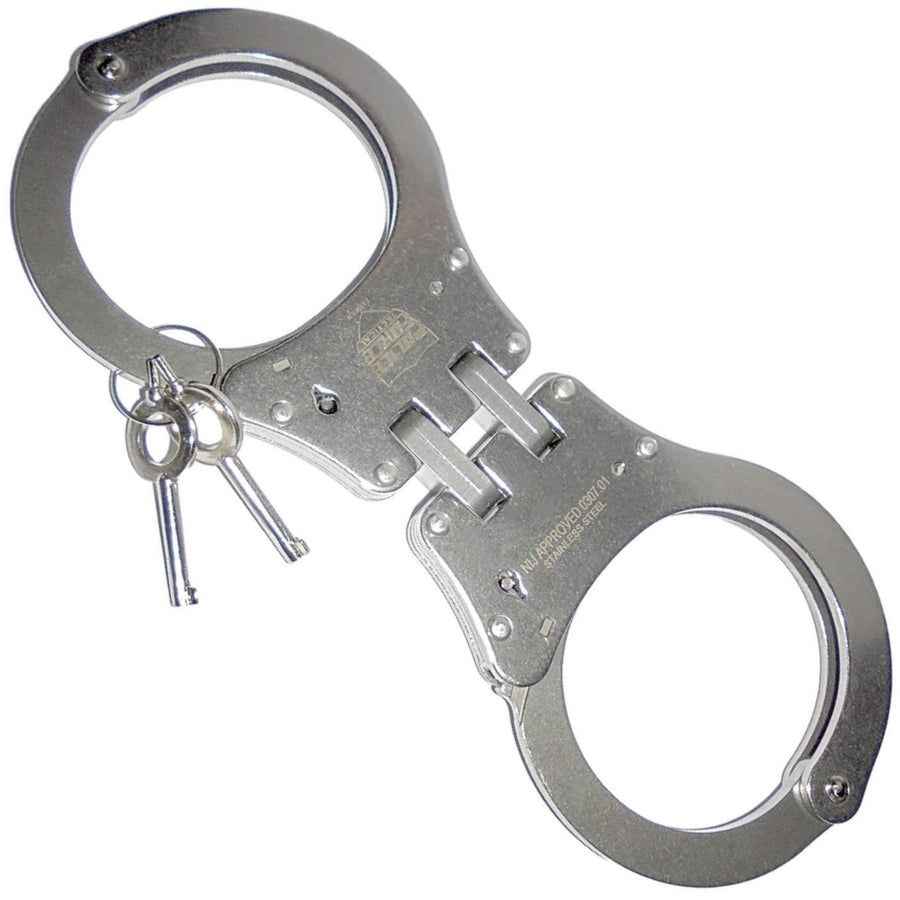 Police Force Tactical Double Lock Heat Treated Steel Hinged Handcuffs