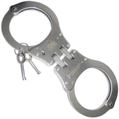 Police Force Tactical Double Lock Heat Treated Steel Hinged Handcuffs - Restraints