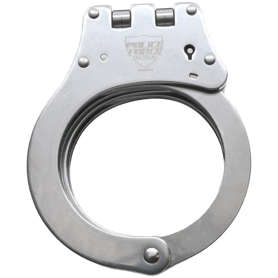 Police Force Tactical Double Lock Heat Treated Steel Hinged Handcuffs