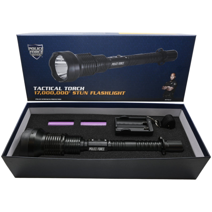 Police Force Tactical Torch Stun Gun Flashlight 17M