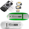Set of 2 Paraben Android File & Data Recovery USB Stick - white for iphone and green for android, 1 USB card reader and 3 different sizes of Micro-SIM Card adapter
