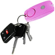 Pink 120dB keychain panic alarm with LED light from streetwise attached with keys