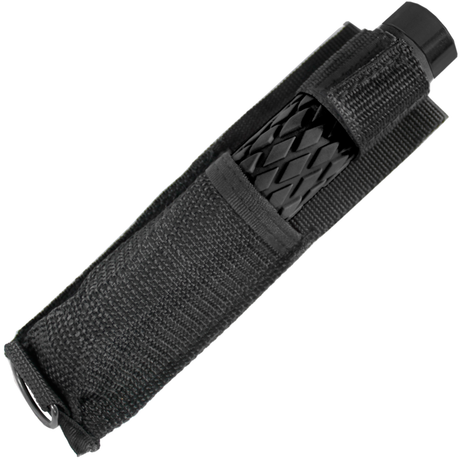 A 16" Police Force Tactical Expandable Solid Steel Baton inside a black holster