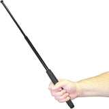 A hand holding an expanded 26" Police Force Tactical Expandable Solid Steel Baton 