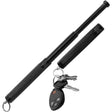 12 inch Police Force Tactical Expandable Steel Keychain Baton fully extended and retracted version with an attached keyrings