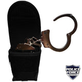 A handcuff inside an open Police Force Tactical Nylon Handcuff Holster w/ Belt Loop