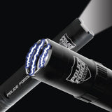 2 Police Force Tactical Rechargeable Stun Gun Flashlight 9.2M, one with flashlight on and one activated