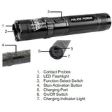 Parts of Police Force Tactical Rechargeable Stun Gun Flashlight 9.2M