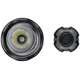 Police Force Tactical Torch Stun Gun Flashlight 17M with tail cap removed showing the LED emitter